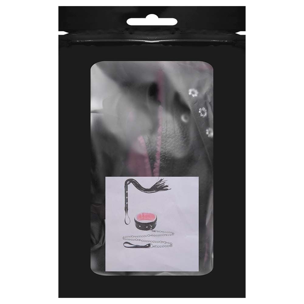 Kit Coleira Guia Corrente Chicote Luxo Sexy Import