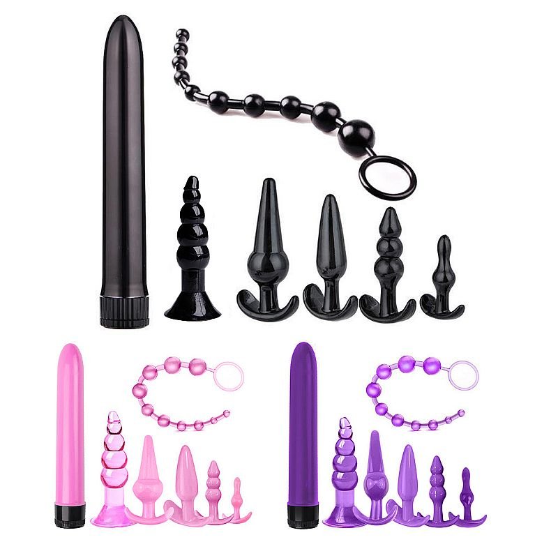 Kit com 1 Personal e 6 Plug Anal - Preto
