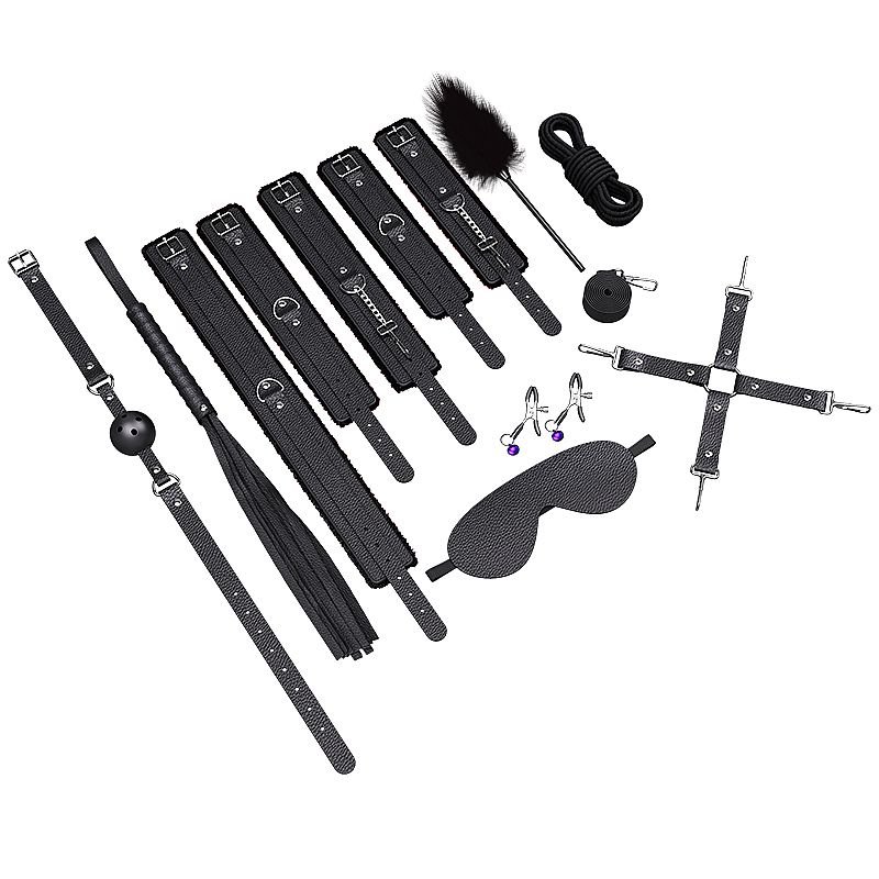 Kit com 10 Sado Erótico Aveludado - Bandage BDSM - Preto