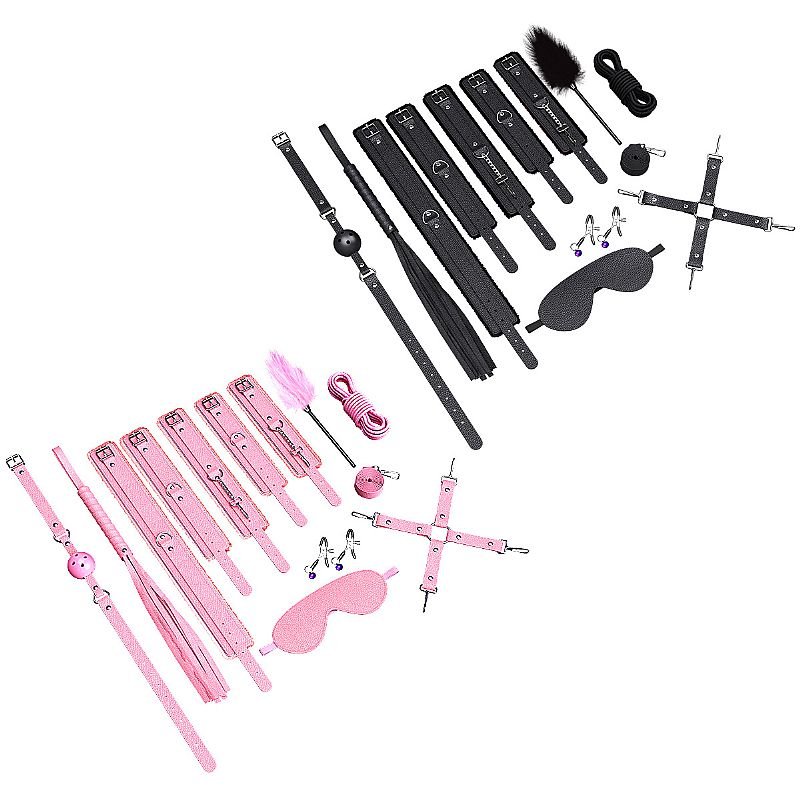 Kit com 10 Sado Erótico Aveludado - Bandage BDSM - Rosa