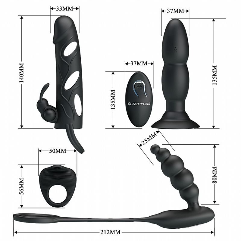 kit com 4 Produtos - Anel e Capa Peniana e Plug anal - Master Hunter - Pretty Love