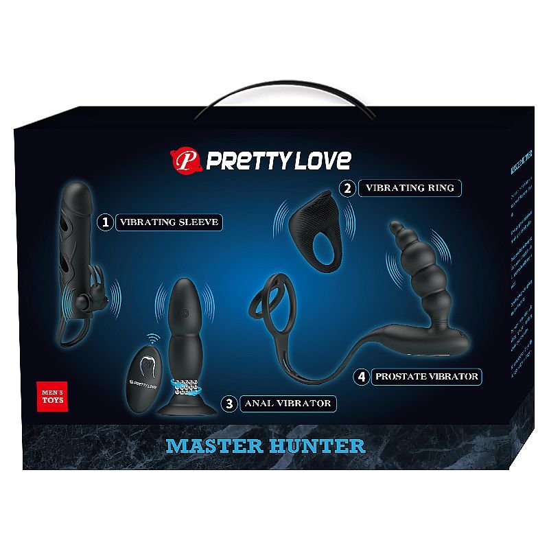 kit com 4 Produtos - Anel e Capa Peniana e Plug anal - Master Hunter - Pretty Love