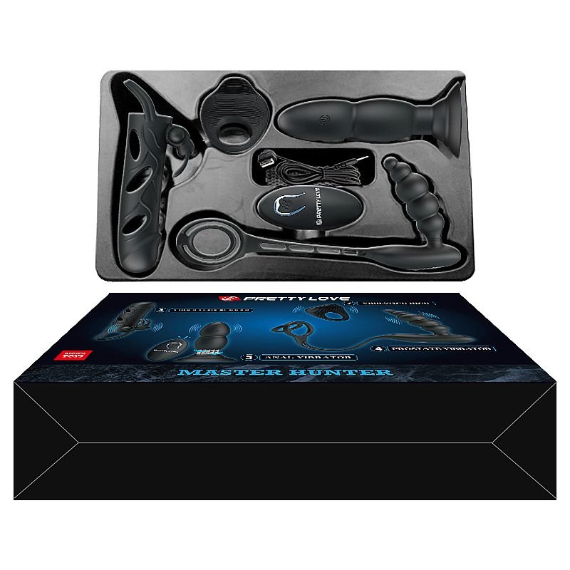 kit com 4 Produtos - Anel e Capa Peniana e Plug anal - Master Hunter - Pretty Love