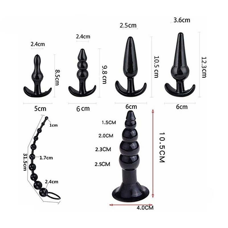 Kit com 6 Plug Anal - Preto
