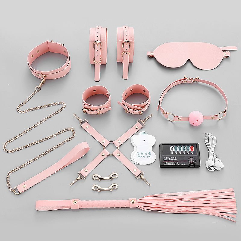 Kit com 8 Itens de Sado Com Função de choque elétrico - Vinho