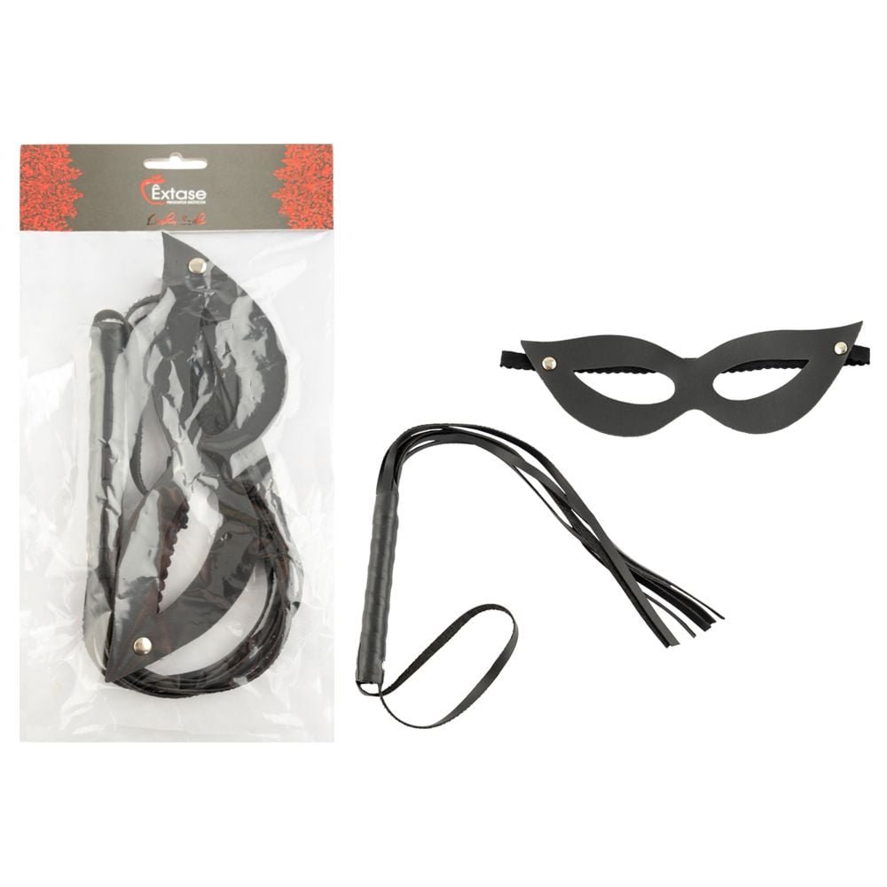 Kit Máscara Tiazinha Com Chicote Fino Tiras êxtase