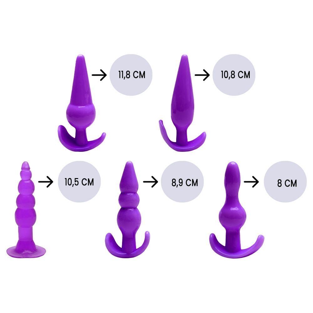Kit Plug Anal Silicone 5 Unidades Sexy Import