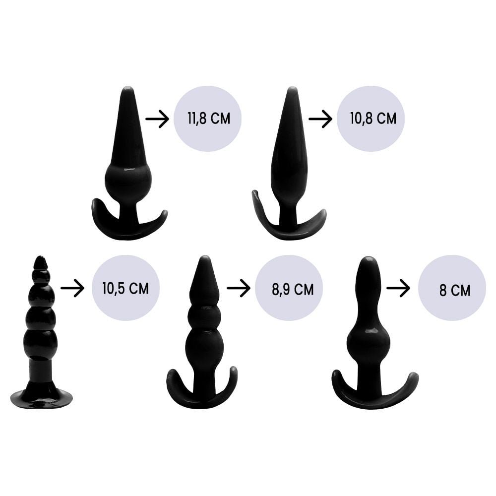 Kit Plug Anal Silicone 5 Unidades Sexy Import