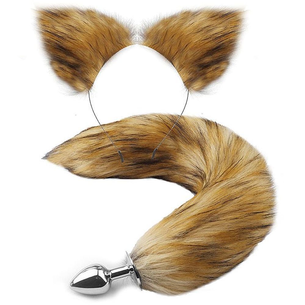 Kit Rabo De Raposa Com Tiara De Orelhas Sexy Import