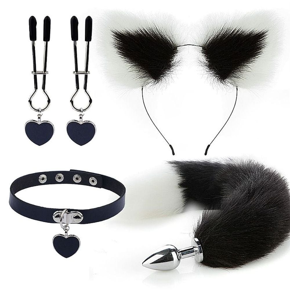 Kit Raposa Tiara Gargantilha Sexy Import