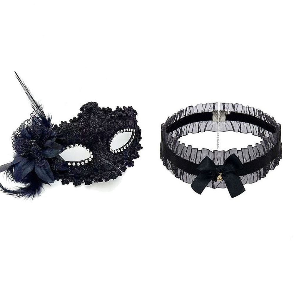 Kit Raposa Tiara Grampos Gargantilha Máscara Sexy Import