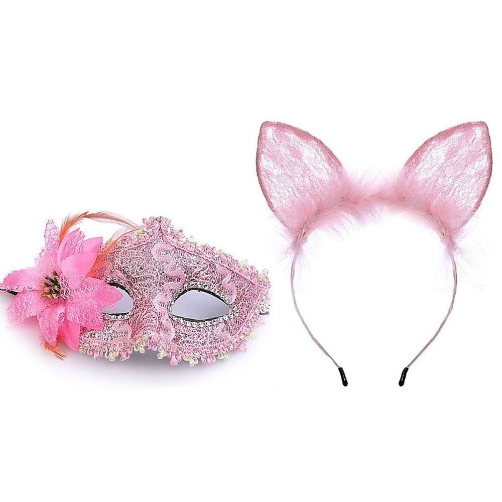 Kit Raposa Tiara Grampos Seios Mordaça Máscara Sexy Import