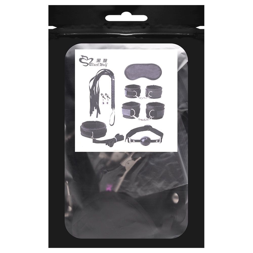 Kit Sado Bondage Preto 7 Itens Sexy Import