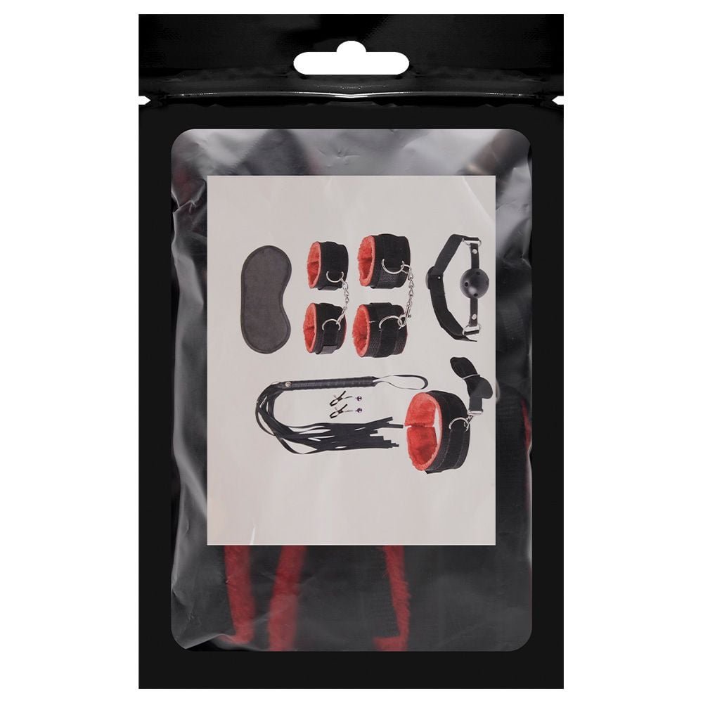 Kit Sado Bondage Preto Com Vermelho Sexy Import