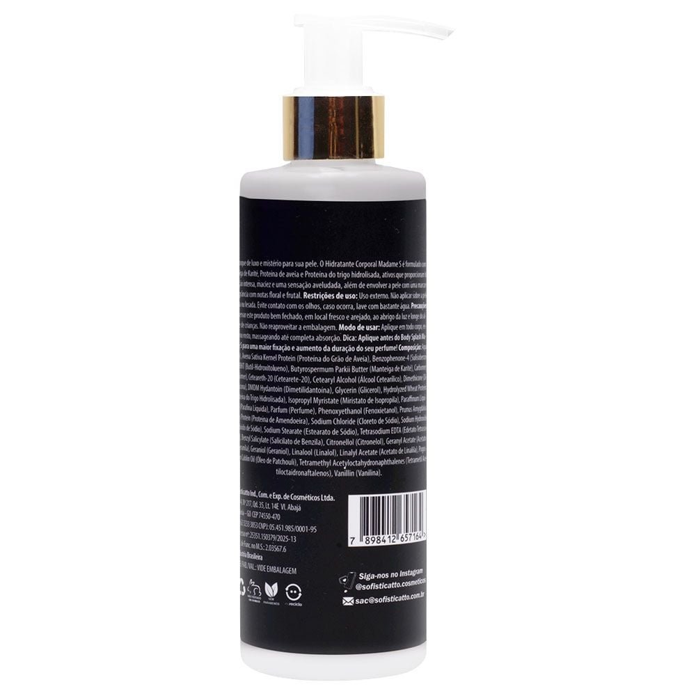 Loção Hidratante Madame S 200g Sofisticatto