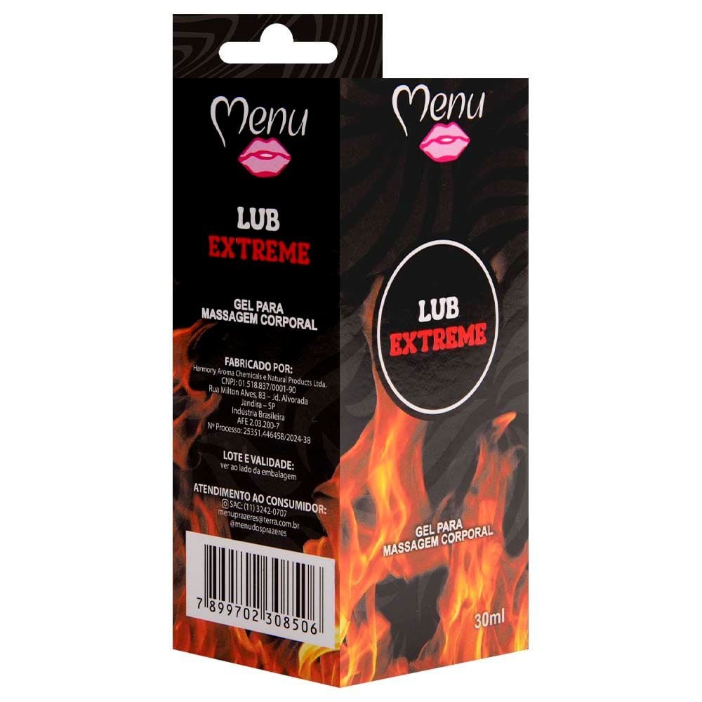 Lub Gel Extreme Lubrificante Hot 30ml Menu Dos Prazeres