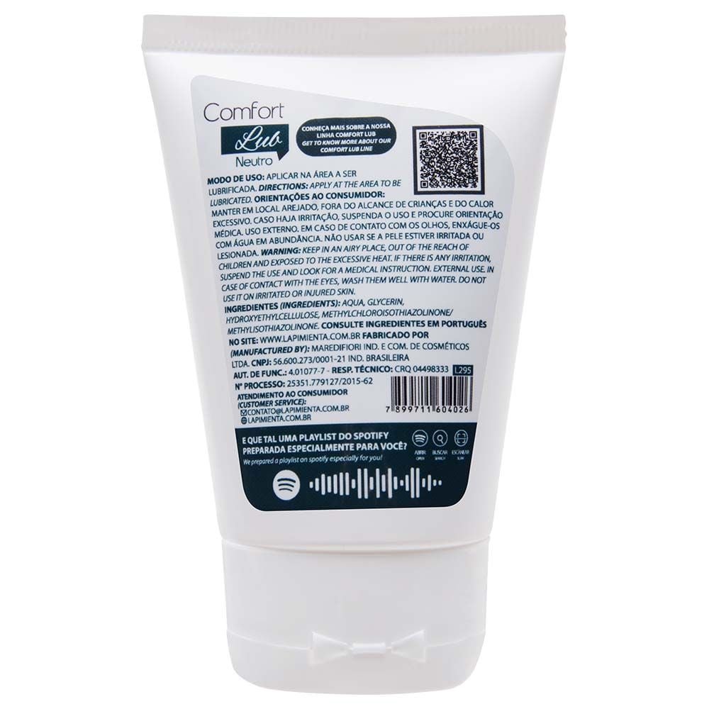 Lubrificante Comfort Lub Neutro 120g La Pimienta