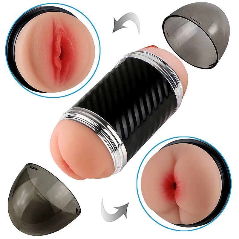 Masturbador Duplo com Vagina e Anûs - Super Forte - Vermelho