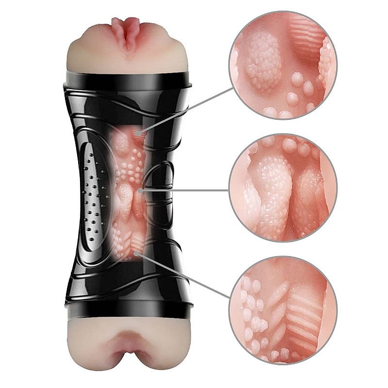 Masturbador Duplo formato de Lanterna Mini - Vagina e Ânus