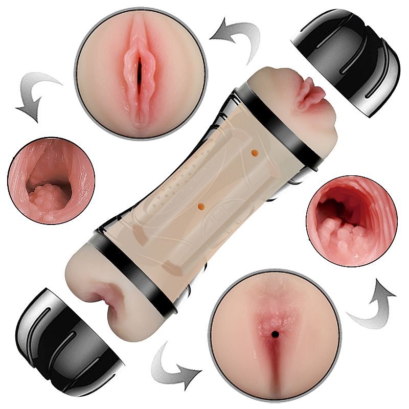 Masturbador Duplo formato de Lanterna Mini - Vagina e Ânus