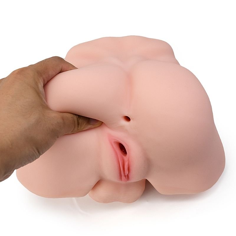 Masturbador Hermafrodita Médio - Meio Corpo com Vagina Ânus e Pênis / Com Vibração