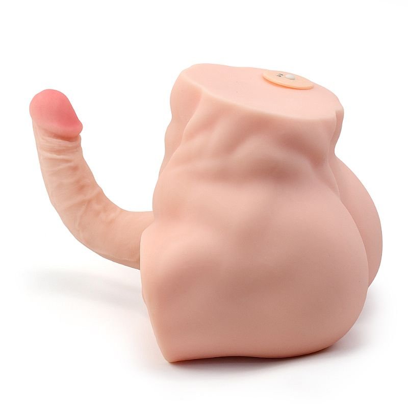 Masturbador Hermafrodita Médio - Meio Corpo com Vagina Ânus e Pênis / Com Vibração