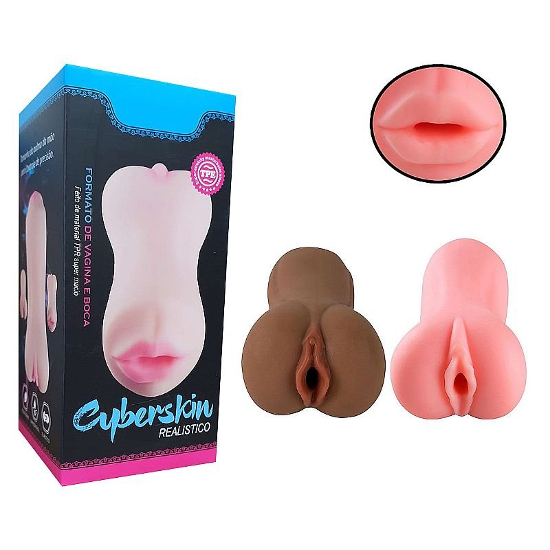 Masturbador Masculino Duplo em Cyberskin - Boca e Vagina 2
