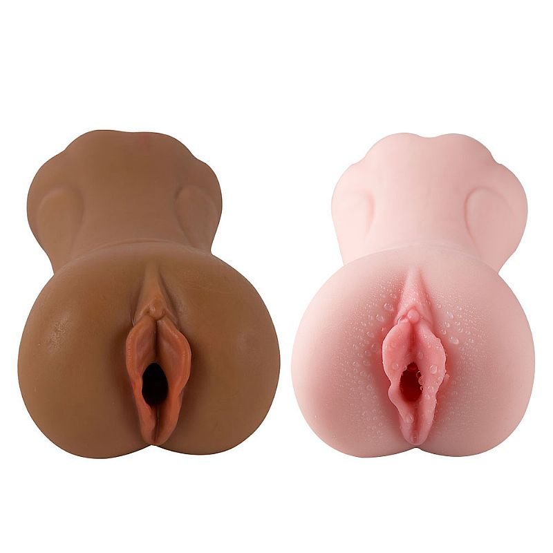 Masturbador Masculino Duplo em Cyberskin - Dupla Vagina - Marrom