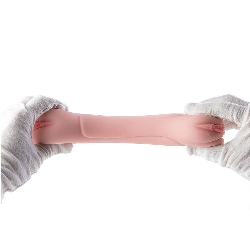 Masturbador Masculino Duplo em Cyberskin - Dupla Vagina - Marrom