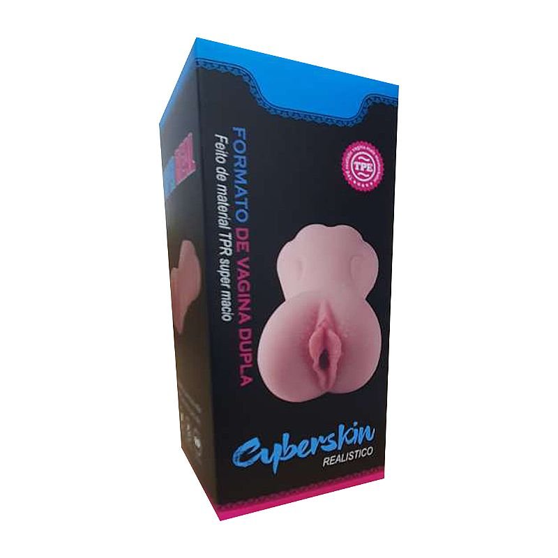 Masturbador Masculino Duplo em Cyberskin - Dupla Vagina - Marrom