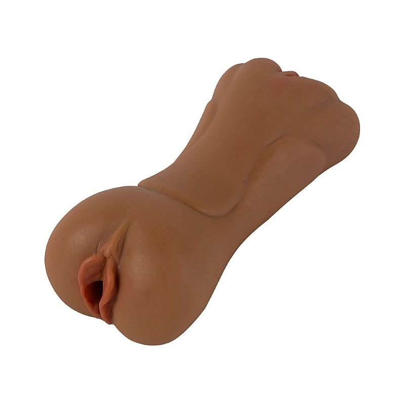 Masturbador Masculino Duplo em Cyberskin - Dupla Vagina - Marrom