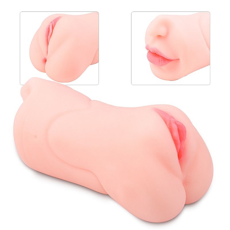 Masturbador Masculino Duplo em Cyberskin / Formato de Vagina e Boca - S-Hande
