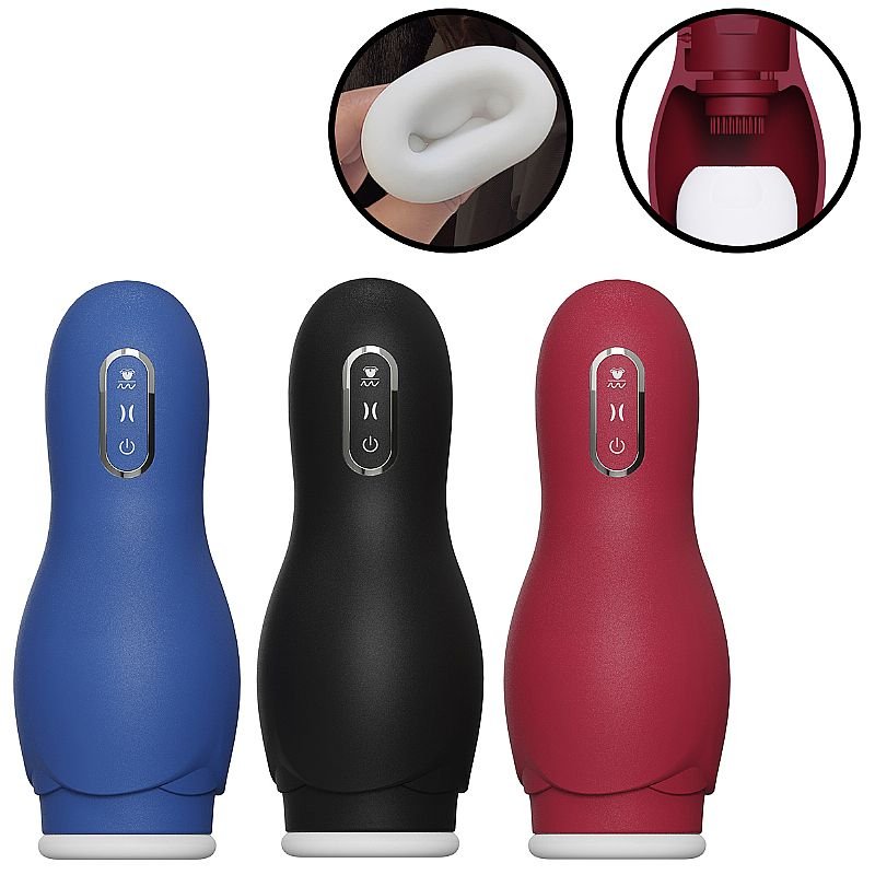 Masturbador Masculino Forma de Lanterna com Sucção e Rotação - Azul