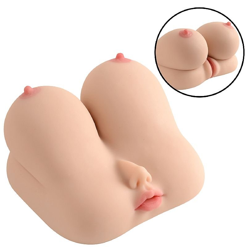 Masturbador Masculino Formato Peitos com Vagina / Boca e Nariz - Grande 4