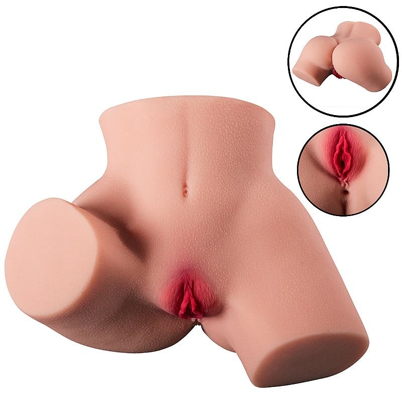Masturbador Masculino Médio - Formato de Bunda com Vagina e Ânus - Bege