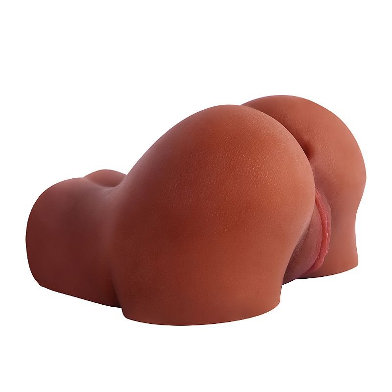 Masturbador Masculino Pequeno - Formato Bunda com Vagina e Ânus - 14,5 x 8,0 - Marrom