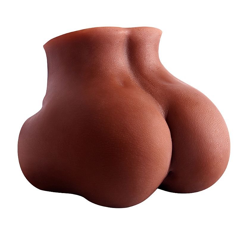 Masturbador Masculino Pequeno - Formato Bunda com Vagina e Ânus - 14,5 x 8,0 - Marrom