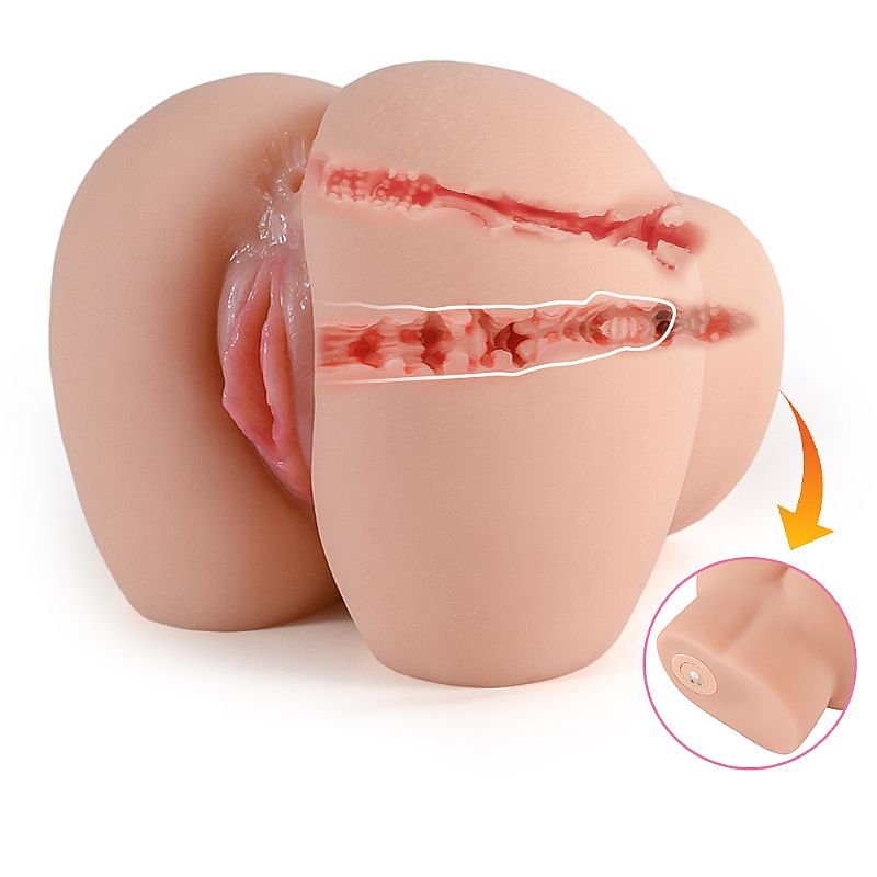 Masturbador Masculino Pequeno - Formato de Bunda com Vagina e Ânus / Vibrador e Hímen - ESTHER