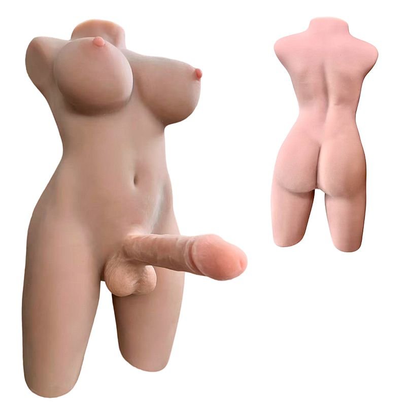 Masturbador Travesti - Meio Corpo em CyberSkin com seios e Pênis - 54,0 x 26,0cm