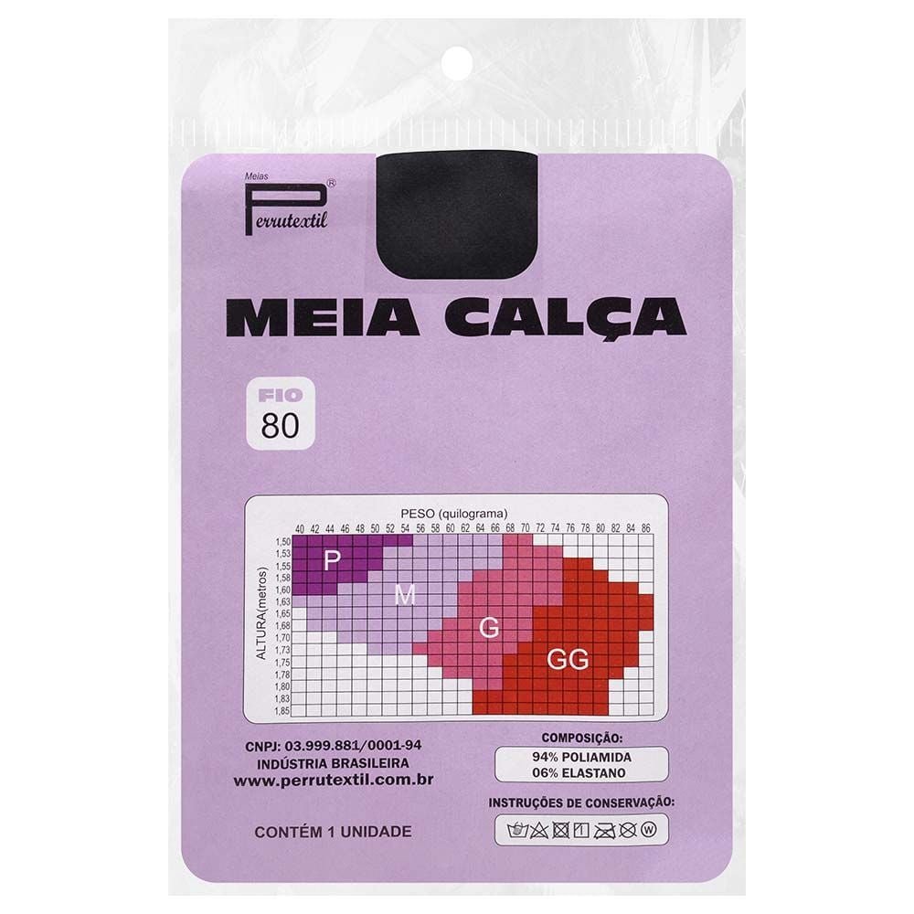 Meia Calça Clássica Fio 80 Opaca Perrutextil
