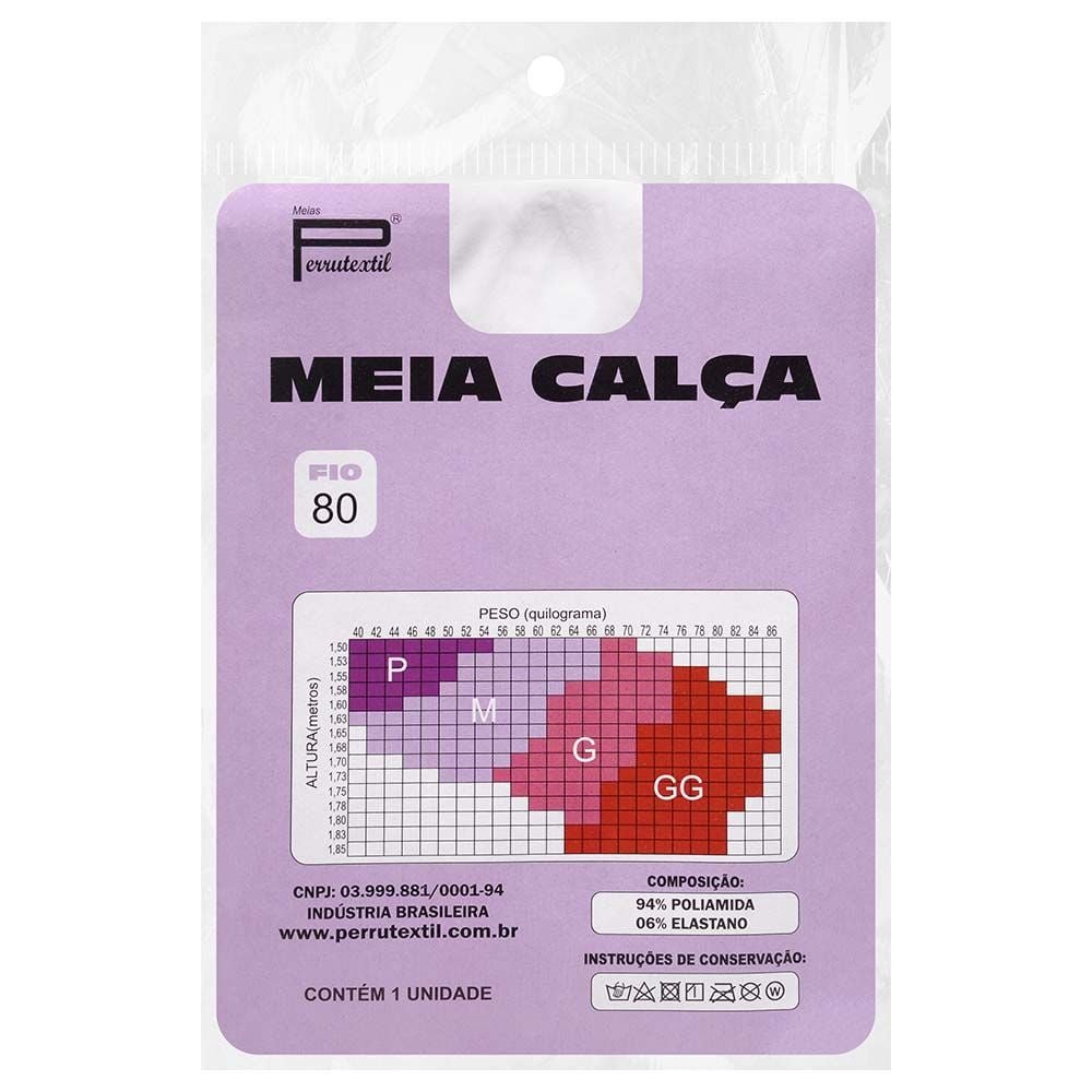 Meia Calça Clássica Fio 80 Opaca Perrutextil