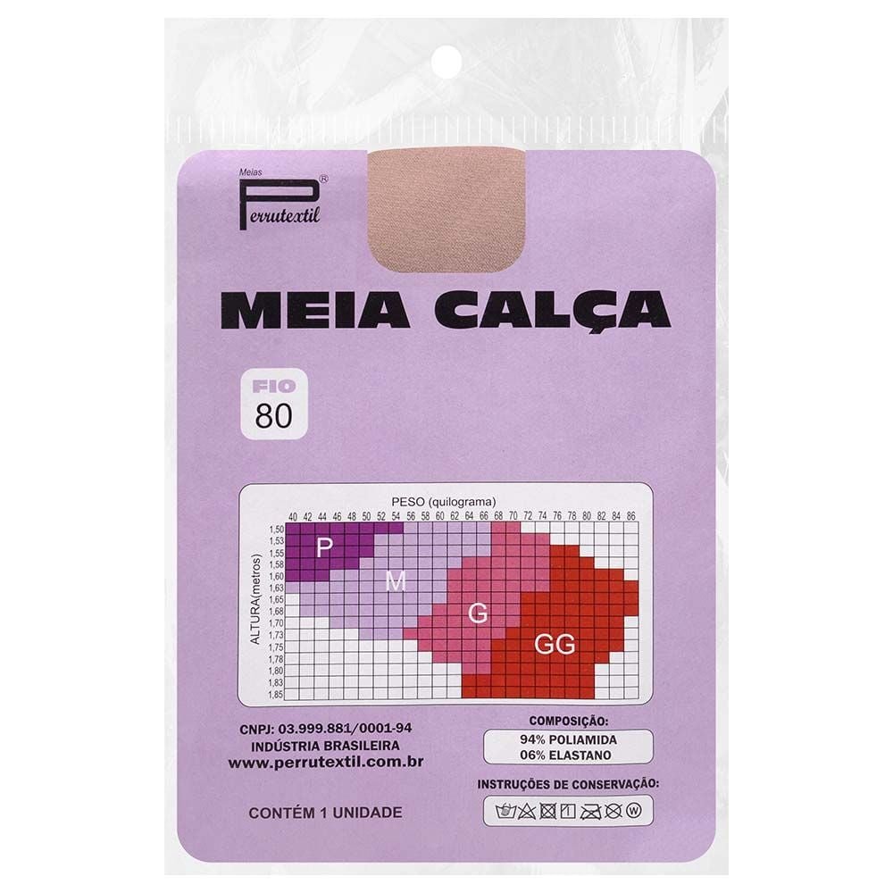 Meia Calça Clássica Fio 80 Opaca Perrutextil