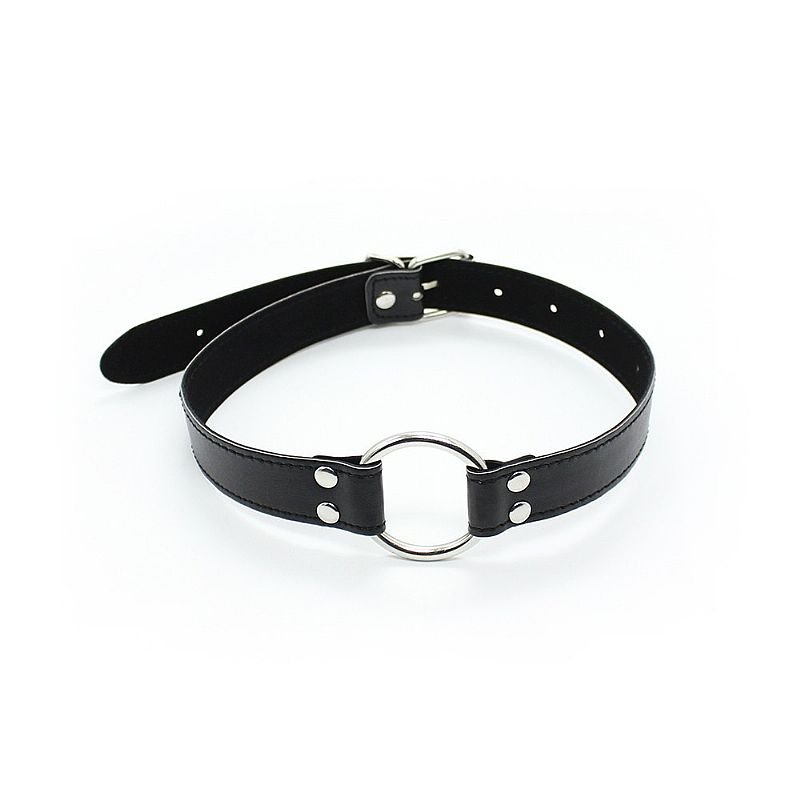 Mordaça Choker com Anel de Metal - Preto