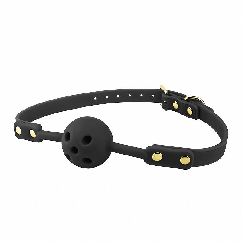 Mordaça de Couro com Bola - Ardor - Blush - Preto