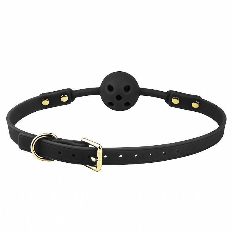 Mordaça de Couro com Bola - Ardor - Blush - Preto