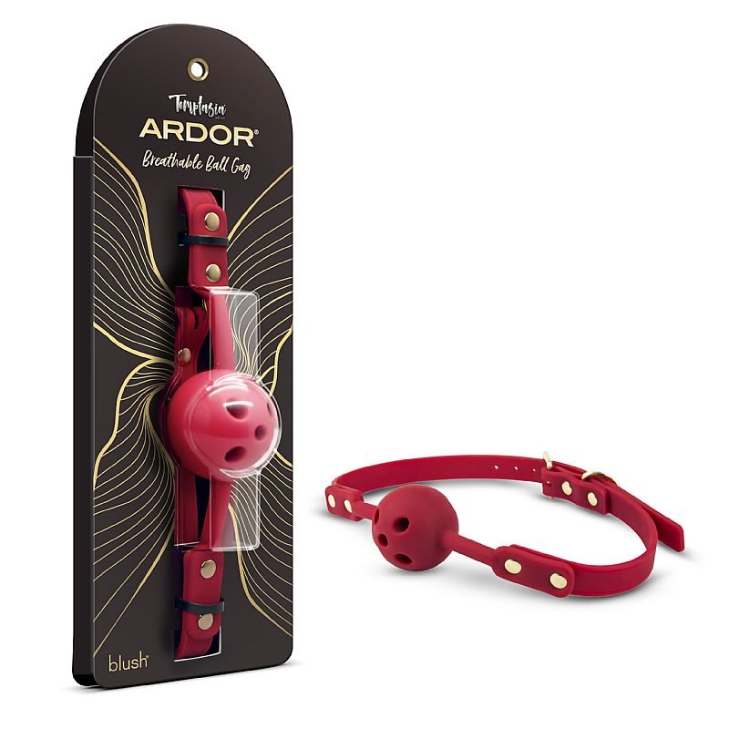 Mordaça de Couro com Bola - Ardor - Blush - Preto