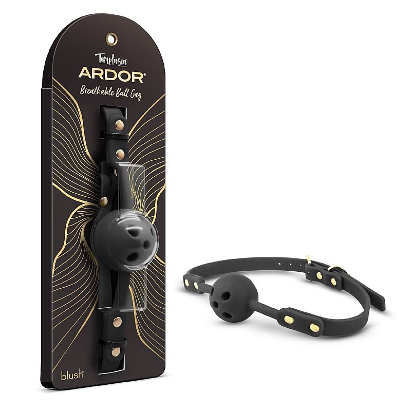 Mordaça de Couro com Bola - Ardor - Blush - Preto