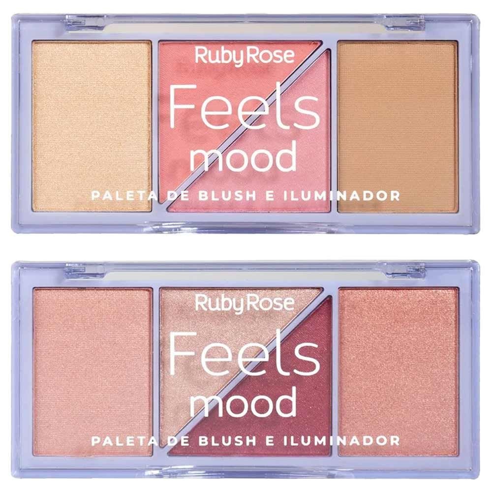 Paleta De Blush E Iluminador Feels Mood 10,3g Ruby Rose