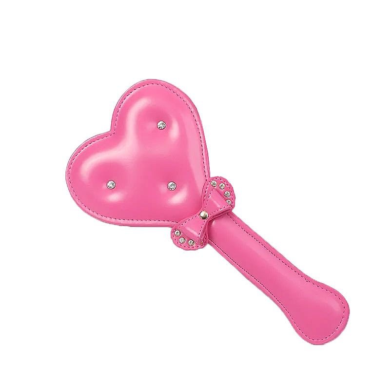 Palmatória de Coração e Laço Rosa - Couro de Luxo