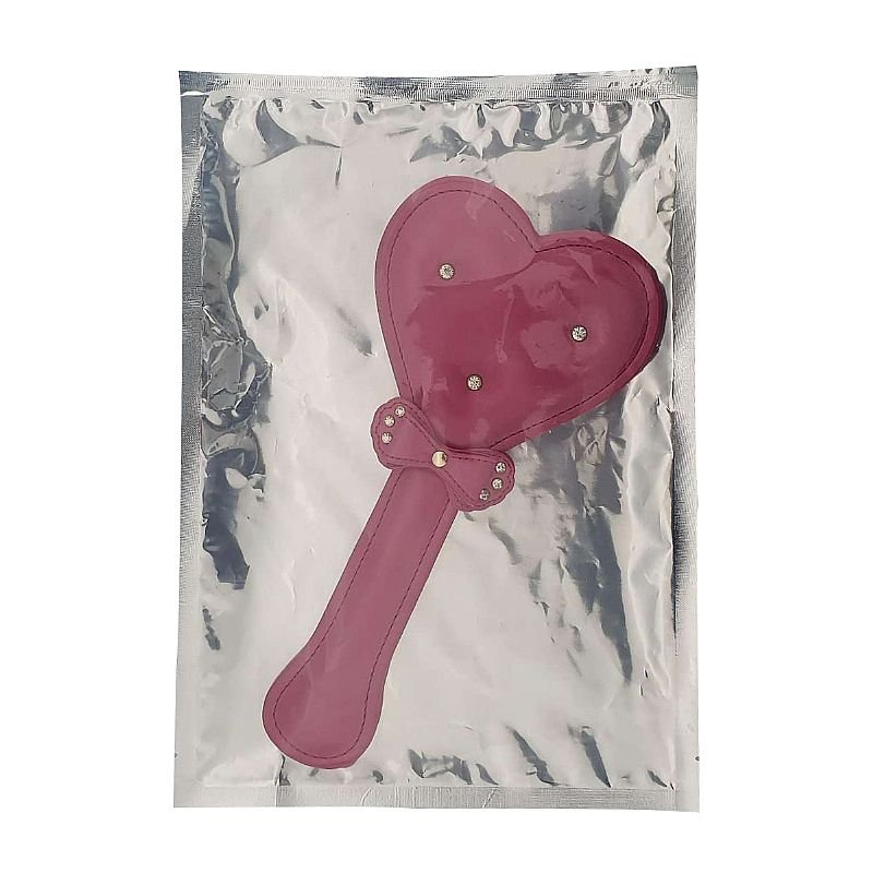 Palmatória de Coração e Laço Rosa - Couro de Luxo